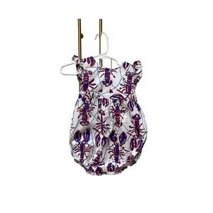 CPC Classic Prep Beatric Bubble Romper Lobster Print Girl's 12-18 Mths Coastal